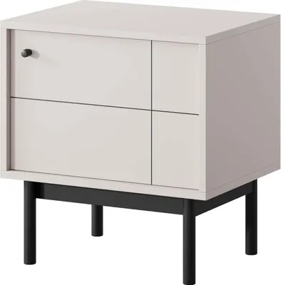 Produktbild von FURNLUX Nachttisch Japandi Beige Und Schwarz 54cm / Hauptfarbe: Beige / Abmessungen: 54 x 39 x 57 cm