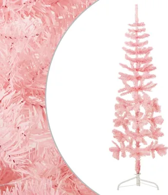 Obrázek produktu pro The Living Store Umělý poloviční vánoční stromek se stojanem Slim Pink 150 cm