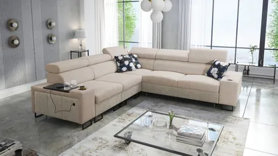 Produktbild von Kaiser Möbel L-förmiges Ecksofa mit Schlaffunktion MELODY III,mit Bar Tauro/Freya Beige/Dunkelbeige Links