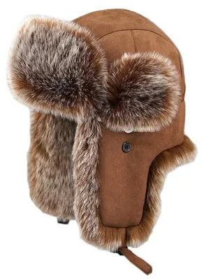 Zdjęcie produktu dla Czapka lotnicza, czapka traperska, zamsz, sztuczne futro, brązowa