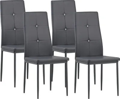 Produktbild von Albatros Esszimmerstühle DIAMOND 4er Set, Grau - Edler Diamant-Look, Polsterstuhl, Kunstleder-Bezug, Modernes Stilvolles Design am Esstisch - Küchenstuhl, Stuhl Esszimmer hoher Belastbarkeit