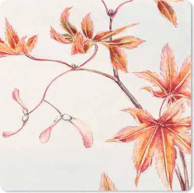 Produktbild von MuchoWow® Mauspad Mousepad Japan - Ahorn - Herbst - Vintage 20x20 cm - Mousepads - Maus Mat - Pad - Mausunterlage - Desk Mat - Bureauartikeln