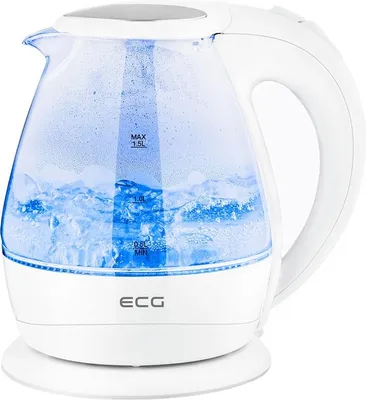Image de ECG RK 1520 Glass | Bouilloire électrique | volume 1,5 l | puissance 1850 - 2200 W | design blanc en combinaison avec le verre de cuisson | signal LED