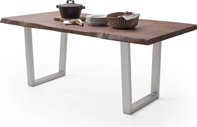 Produktbild von Baumkantentisch >Calabria< in Akazie walnussfarbig - 220x79,5x100 (BxHxT)