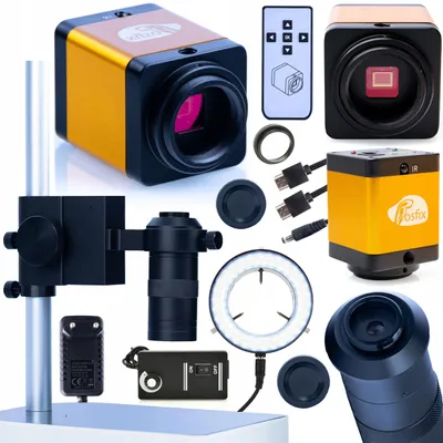 Produktbild von Rosfix Set Mikroskopkamera KMPP-HDMI-TF 12MP + Objektiv 100x + Plattform + LED-Ringlicht – HDMI-Ausgang, C-Mount, 1600x900
