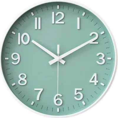 Zdjęcie produktu dla Tyme zegar ścienny 30cm z pełzającą sekundą bez tykania kwarcowy nowoczesny okrągły do biura, salonu, kuchni, szkoły i pokoju dziecięcego, lodowa zieleń