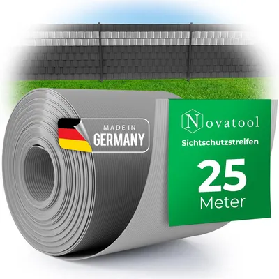 Zdjęcie produktu dla Novatool PREMIUM PP 25m rolka pasków prywatności do podwójnego płotu WINDOW GREY do 10 rzędów płotu Paski prywatności trwałe i odporne na warunki atmosferyczne elementy ogrodzenia Ekran prywatności