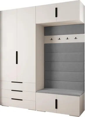 Produktbild von MEBLE KRYSPOL Inova 1 Möbelset Garderobe, 236,7x200x47cm - Weiß, Manila 16, Schwarz