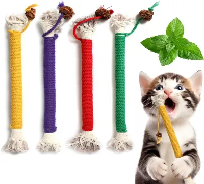 Produktbild von Katzenspielzeug SUOXU Katzenminze-Spielzeug, Beißseil, interaktives Katzenminze-Spielzeug für Hauskatzen, Katzenzähne, die Kätzchen zahnen, Katzenminz