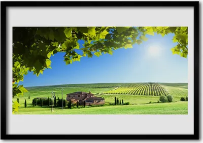 Produktbild von Bild 100x70 MDF-Rahmen Wandkunst Blätter-Feld-Landschaft