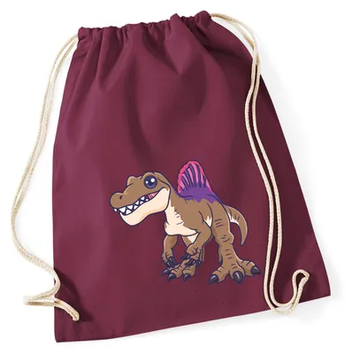Produktbild von Huuraa Turnbeutel Spinosaurus Dinosaurier 12 Liter Burgundy Baumwolle Rucksack Geschenkidee