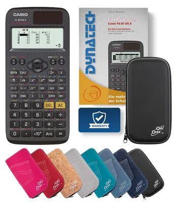 Produktbild von Casio FX-87 DE X Taschenrechner, Schutztasche schwarz & Fachbuch