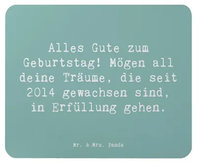 Produktbild von Mr. & Mrs. Panda Mauspad Spruch 2014 Geburtstag Wünsche - Meeresbrise - Geschenk, Happy Birthday, Mouse Pad, Alter, besondere, Mousepad, pc, Glückwunsch, mousematte