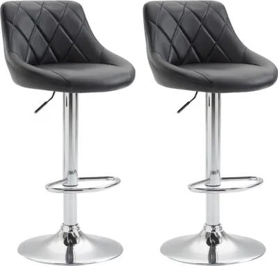 Immagine prodotto di set di 2 sgabelli da bar - sgabelli eleganti - regolabili in altezza con funzione girevole a 360° | colore: nero