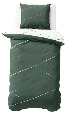 Produktbild von Bettwäsche 135x200 cm Baumwolle Grün Weiß Streifen Bettbezug PolyBaumwolle Wendebettwäsche mit Reißverschluss