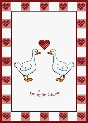 Produktbild von Geschirrtuch Gänse, Geschirrtücher, Mitbringsel Geschenkidee Tuch, Ganz im Glück Herzen
