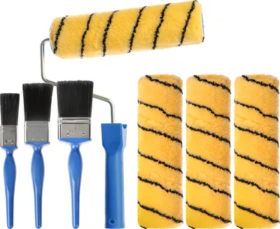 Produktbild von COM-FOUR® 8-teiliges Maler-Set - Malerrollen und Malerpinsel für Dekorations- und Renovierungsarbeiten - Malerbedarf & Malerzubehör