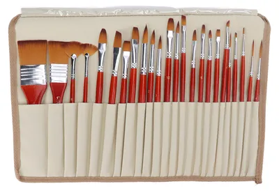 Produktbild von 24-teiliges Künstlerpinsel-Set mit Nylonborsten und Holzgriff für Aquarell-, Acryl- und ölmalerei