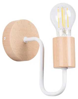 Image de Applique TIMBO blanc 1xE27 15W acier/bois 18.5x19x8cm Sollux Lighting