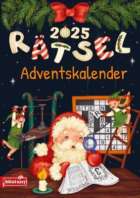 Obrázek produktu pro Rätsel-Adventskalender 2025 mit Großer Schrift: Kreuzworträtsel, Sudoku, Wortsuchrätsel