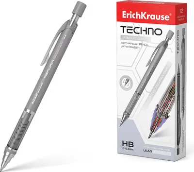 Produktbild von Druckbleistift HB 0,9mm mit Radiergummi 12 Stück Grau