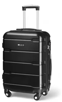 Produktbild von ALEOS. Handgepäckskoffer M 40x25x55cm Reisekoffer, Hartschalenkoffer, Schwarz, leicht, Hartschale, robust, Trolley, Handgepäck, 100% ABS+PC, TSA Schloss, leichtgängige 4 Rollen