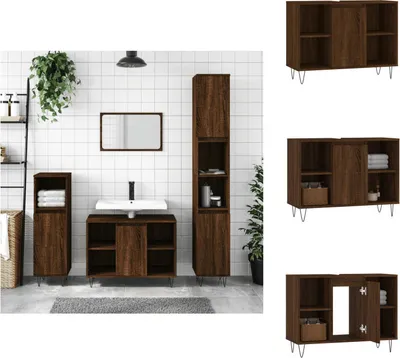 Produktbild von vidaXL Badschrank Braun Eichen-Optik 80x33x60 cm Holzwerkstoff -  Badezimmerwaschtische