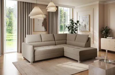 Produktbild von Ecksofa Schlafsofa Sofa MARNO in Stoff Vogue Taupe Ottomane Rechts