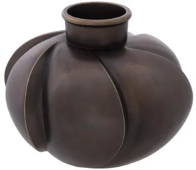 Produktbild von Casa Padrino Luxus Deko Messing Vase Bronze Ø 19 x H. 15 cm - Luxus Qualität