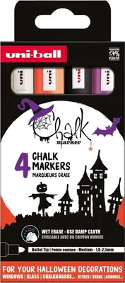 Obrázek produktu pro Křídové fixy UNI CHALK 5M, 4ks Halloween