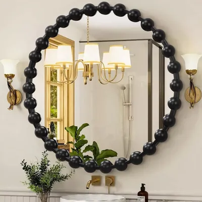 Produktbild von Runder Wandspiegel 60 cm - Metallrahmen - Dekorativ für Schlafzimmer/Wohnzimmer/Badezimmer