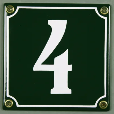 Produktbild von Hausnummernschild 4 grün 12x12 cm  Schild Emaille Hausnummer Haus Nummer Zahl Ziffer
