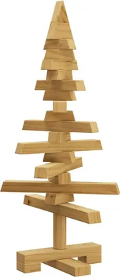 Image de vidaXL Sapin de Noël en bois avec support Marron 60 cm Pin massif
