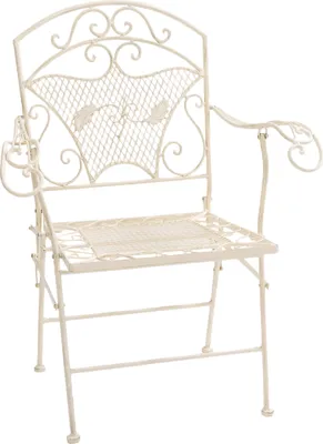 Produktbild von Nostalgie Gartensessel Stuhl Sessel Eisen Klappstuhl antik Stil creme weiss