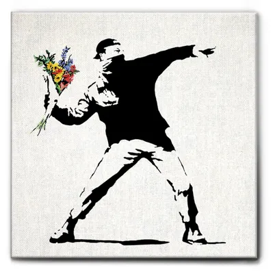 Produktbild von Giallobus - Blumenkrug - Banksy - 100L x 100B cm - Bild - Premium Loom Canvas mit hoher Dicke