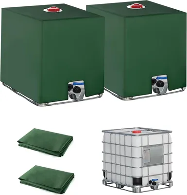 Obrázek produktu pro 2 kusy krytu pro IBC nádrž, objem 1000 litrů, plachta pro sběr dešťové vody, ochrana proti prachu, vodní nádrž, rozměry 116 x 100 x 120 cm (zelená)