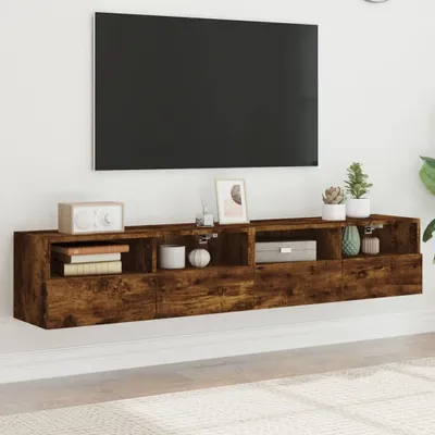 Produktbild von TV-Wandschränke 2 Stk. Räuchereiche 80x30x30 cm Holzwerkstoff 836877