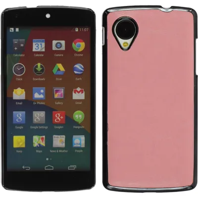 Produktbild von PhoneNatic Case kompatibel mit Google Nexus 5 - Hülle rosa Lederoptik Hard-case + 2 Schutzfolien