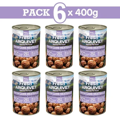 Imagen del producto de ARQUIVET: Albóndigas de carne de cordero, albóndigas enlatadas, 6 unidades x 400g, alimento húmedo para perros