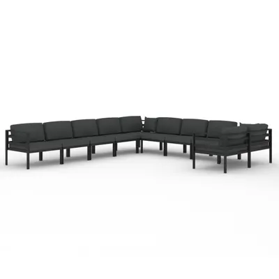 Produktbild von 10-tlg. Garten-Lounge-Set mit Kissen Aluminium Anthrazit