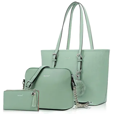 Produktbild von Shopper 3-Tlg Handtasche Damen Schultertasche Handtaschen Tragetasche Set, Groß Damen Handtasche, ​Geschenke für Frauen in schlichter Optik