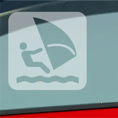Produktbild von Auto Aufkleber Windsurfer Surfing Wind Surfer Kite Sport 10x10 cm Milchglas Sticker Heckscheibenaufkleber