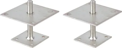Zdjęcie produktu dla Alberts 2 x wsporniki słupków dwuteowych, regulacja wysokości 30 - 150 mm, płyta 150 x 150 mm, ocynkowana, pasywowana grubowarstwowo, do przykręcenia