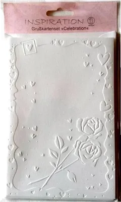 Produktbild von Geprägte Karten + weiße Umschläge mit Rosen, 5 Stück – Galeria Hobby