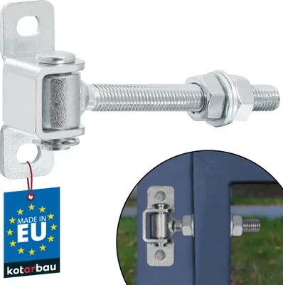 Image de KOTARBAU® Charniere Portail Acier 115 mm M12 Argenté Charnière Réglable pour Portillon Extérieur Gond Portail Lourd avec Plaque de Fixation