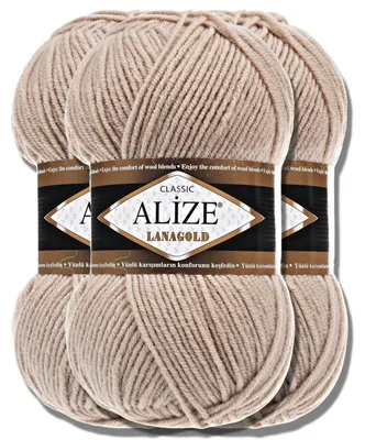 Produktbild von Alize 3x 100g Lanagold Wolle, Uni, Häkeln, Stricken (5)