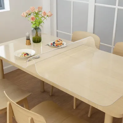 Produktbild von Schreibtischunterlage Transparent, Groß Schreibunterlage, Durchsichtige Schreibtischmatte Unterlage Tischschoner rutschfeste Runde Kanten