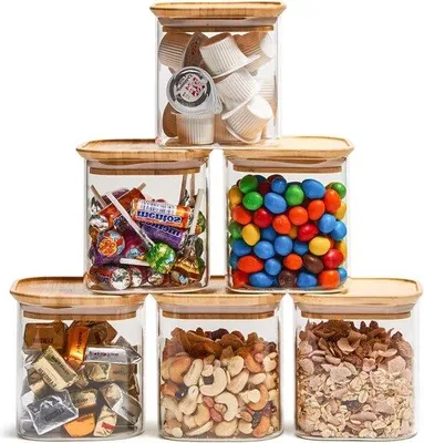 Produktbild von Quadratische Glasbehälter 700ml, luftdicht, für Küchenlagerung, 6er Set