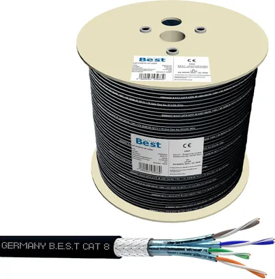 Produktbild von Germany B.e.s.t 500m CAT 8 Outdoor Netzwerkkabel Verlegekabel Halogenfrei Installationskabel 40 Gbit/s CAT8 Verkabelung Netzwerk Datenkabel CAT8.1 LAN