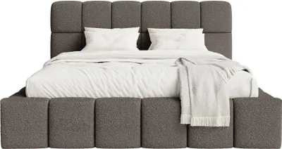 Obrázek produktu pro Čalouněná postel FEDVE Lund z látky bouclé 200x200 cm, hnědá